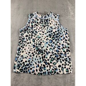 LOFT Sleeveless Mock Neck Cheetah Print Blouse Top Women's Medium